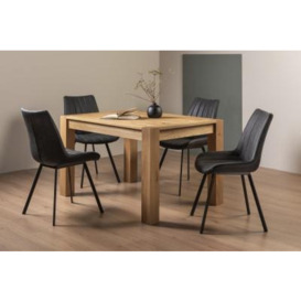 Bentley Designs Turin Light Oak 4-6 Seater Extending Dining Table with 4 Fontana Dark Grey Faux Suede Fabric Chairs