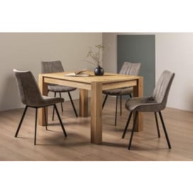 Bentley Designs Turin Light Oak 4-6 Seater Extending Dining Table with 4 Fontana Tan Faux Suede Fabric Chairs