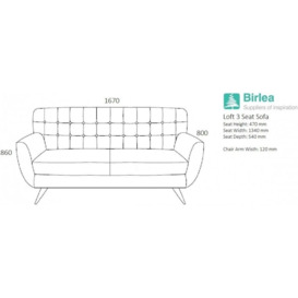 Birlea Loft Grey 3 Seater Fabric Sofa - thumbnail 2