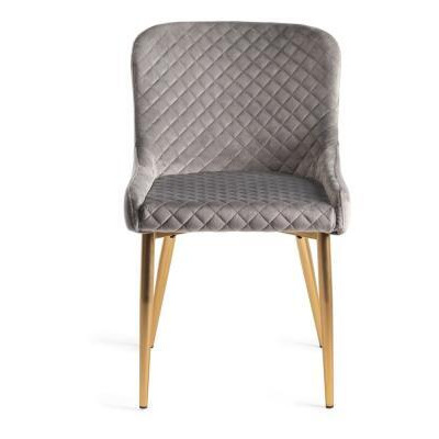 Bentley Designs Cezanne Grey Velvet Fabric Dining Chair with Gold Legs (Sold in Pairs) - image 1