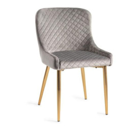 Bentley Designs Cezanne Grey Velvet Fabric Dining Chair with Gold Legs (Sold in Pairs) - thumbnail 2