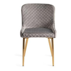 Bentley Designs Cezanne Grey Velvet Fabric Dining Chair with Gold Legs (Sold in Pairs) - thumbnail 1