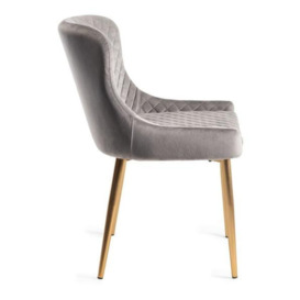 Bentley Designs Cezanne Grey Velvet Fabric Dining Chair with Gold Legs (Sold in Pairs) - thumbnail 3