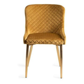 Bentley Designs Cezanne Mustard Velvet Fabric Dining Chair with Gold Legs (Sold in Pairs)