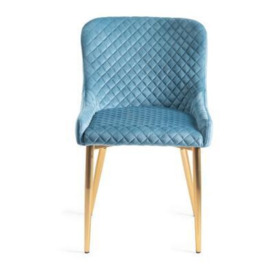 Bentley Designs Cezanne Petrol Blue Velvet Fabric Dining Chair with Gold Legs (Sold in Pairs) - thumbnail 1