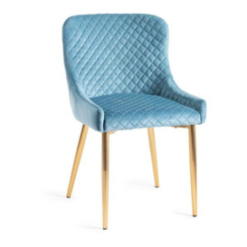 Bentley Designs Cezanne Petrol Blue Velvet Fabric Dining Chair with Gold Legs (Sold in Pairs) - thumbnail 2