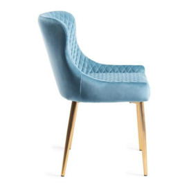Bentley Designs Cezanne Petrol Blue Velvet Fabric Dining Chair with Gold Legs (Sold in Pairs) - thumbnail 3
