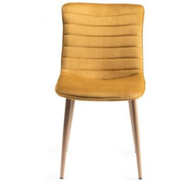 Bentley Designs Eriksen Mustard Velvet Fabric Dining Chair with Oak Effect Legs (Sold in Pairs)