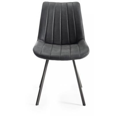 Bentley Designs Fontana Dark Grey Faux Suede Fabric Dining Chair with Grey Legs (Sold in Pairs) - image 1
