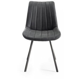 Bentley Designs Fontana Dark Grey Faux Suede Fabric Dining Chair with Grey Legs (Sold in Pairs)