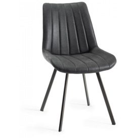 Bentley Designs Fontana Dark Grey Faux Suede Fabric Dining Chair with Grey Legs (Sold in Pairs) - thumbnail 2