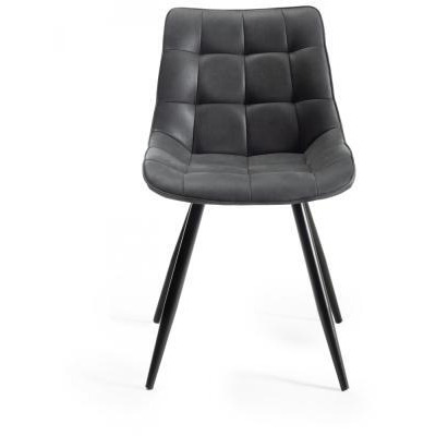 Bentley Designs Seurat Dark Grey Faux Suede Fabric Dining Chair with Black Legs (Sold in Pairs) - image 1