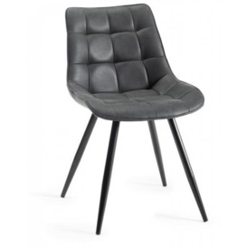 Bentley Designs Seurat Dark Grey Faux Suede Fabric Dining Chair with Black Legs (Sold in Pairs) - thumbnail 2