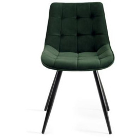 Bentley Designs Seurat Green Velvet Fabric Dining Chair with Black Legs (Sold in Pairs)