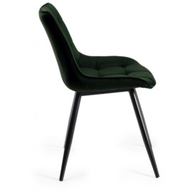 Bentley Designs Seurat Green Velvet Fabric Dining Chair with Black Legs (Sold in Pairs) - thumbnail 2