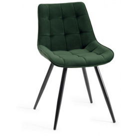 Bentley Designs Seurat Green Velvet Fabric Dining Chair with Black Legs (Sold in Pairs) - thumbnail 3