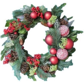 Artificial Red Bauble Wreath (Pack of 2)