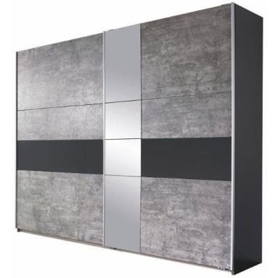 Korbach 2 Door Sliding Wardrobe with Mirror in Grey - 261cm - image 1