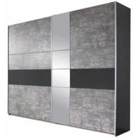 Korbach 2 Door Sliding Wardrobe with Mirror in Grey - 261cm - thumbnail 1
