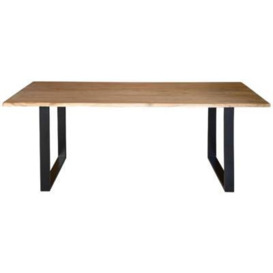 Zenzeca Natural and Black 6 Seater Dining Table - 6738 - thumbnail 1
