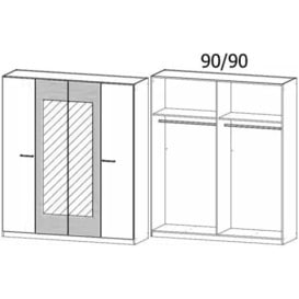 Borba 4 Door Wardrobe in Grey - 181cm - thumbnail 3