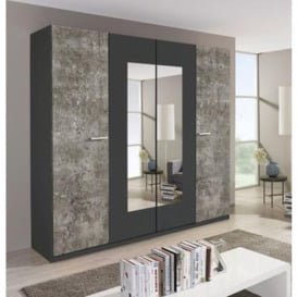 Borba 4 Door Wardrobe in Grey - 181cm
