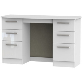 Knightsbridge Double Pedestal Dressing Table - Comes in White High Gloss, Black High Gloss and Cream High Gloss and Cream Matt Options - thumbnail 1