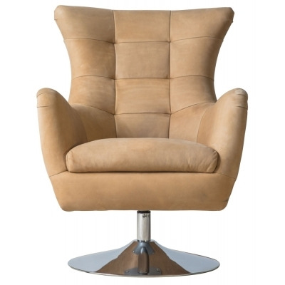 Birmingham Leather Swivel Chair - Comes in Saddle Tan and Antique Ebony Options
