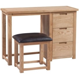 Homestyle GB Moderna Oak Single Pedestal Dressing Table with Stool - thumbnail 1