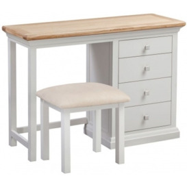 Homestyle GB Cotswold Oak and Painted Single Pedestal Dressing Table with Stool - thumbnail 1