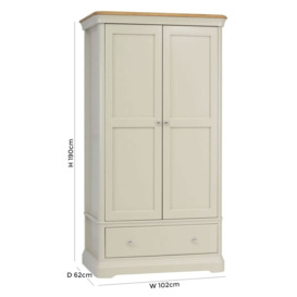 TCH Cromwell 2 Door 1 Drawer Wardrobe - Oak and Painted - thumbnail 2