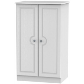 Pembroke 2 Door Plain Midi Wardrobe - Comes in White, Cream and High Gloss White Options - thumbnail 1