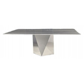 Stone International Freedom Beveled Edge Dining Table - Marble and Stainless Steel