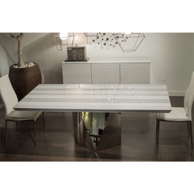 Stone International Freedom Beveled Edge Dining Table - Marble and Stainless Steel - thumbnail 3