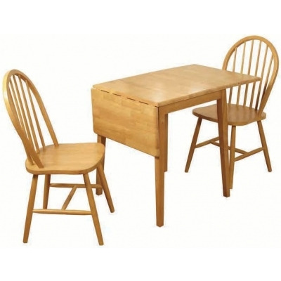 Honeymoon Light Oak 65cm-120cm Drop Leaf Dining Table and 2 Spindle Back Chairs
