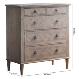 Mustique Wooden 3+2 Drawer Chest - thumbnail 3