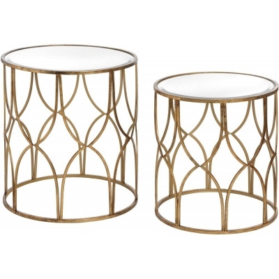 Hill Interiors Gold Detail Lattice Side Table (Set of 2) - image 1