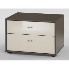 Tokio 2 Drawer Bedside Cabinet with Glass Front - thumbnail 2