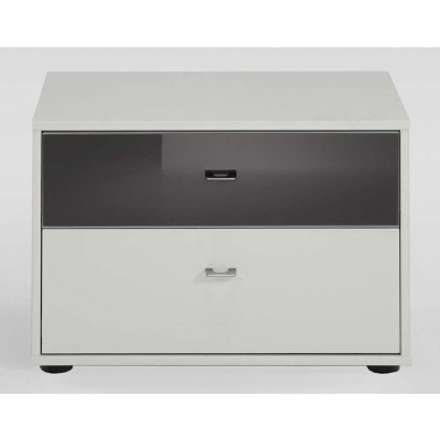 Tokio 2 Drawer Bedside Cabinet with Alpine White or Glass Top Drawer - image 1