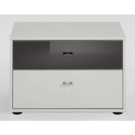 Tokio 2 Drawer Bedside Cabinet with Alpine White or Glass Top Drawer - thumbnail 1