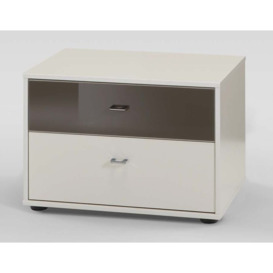 Tokio 2 Drawer Bedside Cabinet with Alpine White or Glass Top Drawer - thumbnail 3