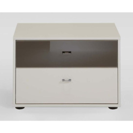 Tokio 2 Drawer Bedside Cabinet with Alpine White or Glass Top Drawer - thumbnail 2