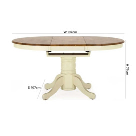 Vida Living Cotswold Buttermilk Round 2 Seater Extending Pedestal Dining Table - thumbnail 3