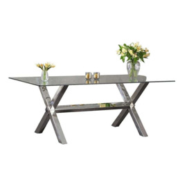Jaylee Dining Table - Glass and Chrome - thumbnail 1