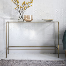 Norwich Glass and Metal Console Table - Comes in Silver and Champagne Options - thumbnail 3