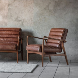 Topeka Leather Armchair - Comes in Vintage Brown and Anitque Ebony Options - thumbnail 2