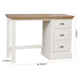 TCH Coelo Single Pedestal Dressing Table - Oak and Painted - thumbnail 2
