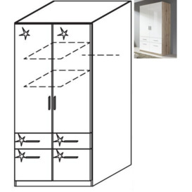 Rauch Celle 2 Door 4 Drawer Wardrobe in Sanremo Oak Light and High Gloss White - W 91cm - thumbnail 1