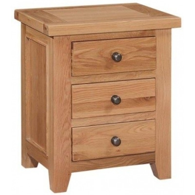 Appleby Oak Narrow Bedside Cabinet, 3 Drawers - 55cm Wide - image 1