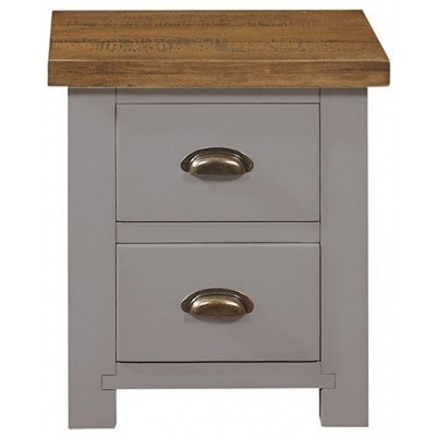 Regatta Grey Painted Pine Bedside Cabinet, 2 Drawers - image 1